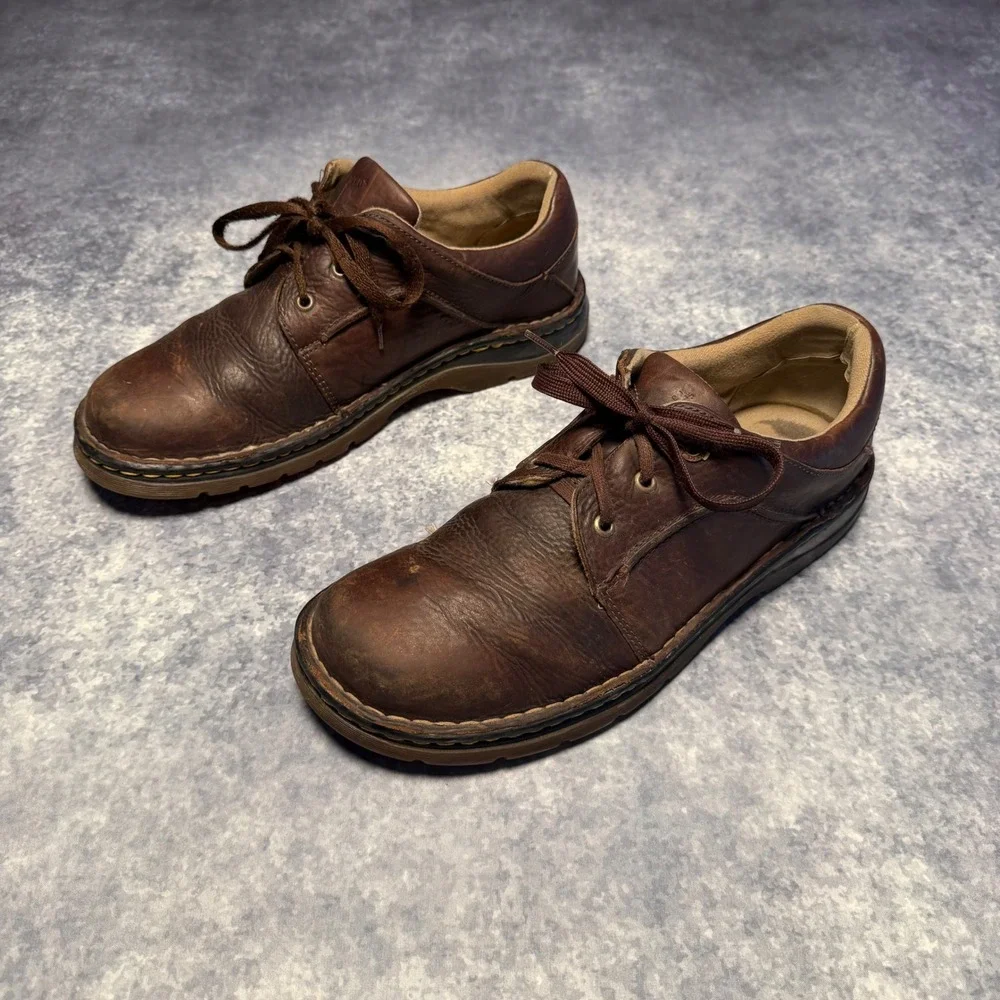 Dr Martens Ordell Brown Leather Oxford Shoes Mens 12 11194 Yellow Stitch Low Top